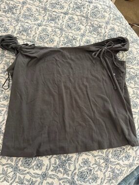 Hollister Charcoal Off-Shoulder Tie-Sleeve Top